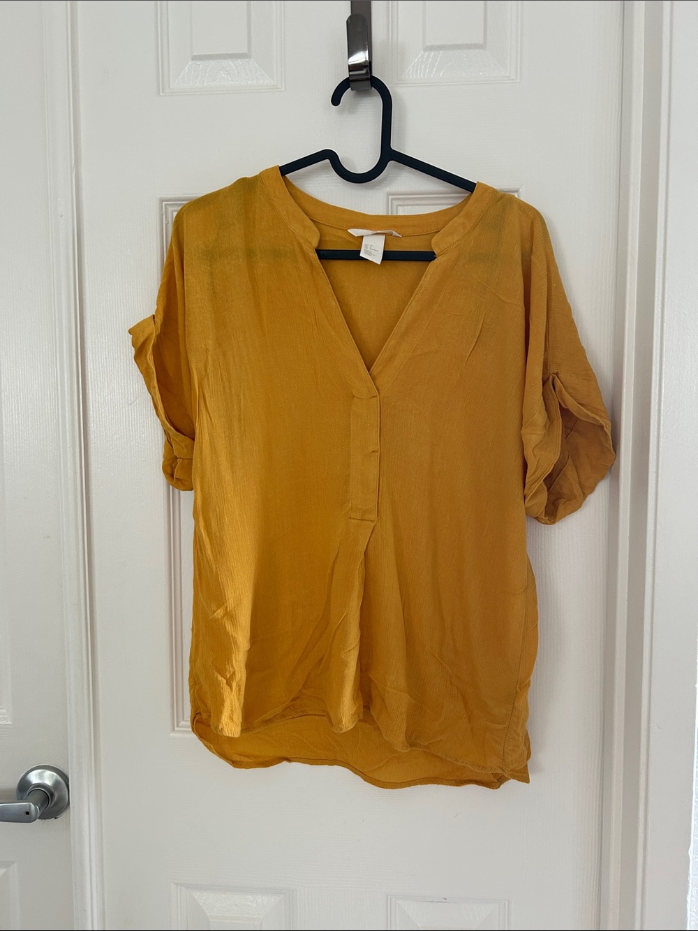 H&M Mustard Yellow Relaxed V-Neck Blouse - Like New